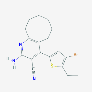 molecular formula C18H20BrN3S B405134 2-Amino-4-(4-bromo-5-ethyl-2-thienyl)-5,6,7,8,9,10-hexahydrocycloocta[b]pyridine-3-carbonitrile 