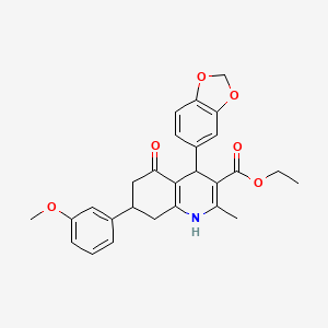 ethyl 4-(1,3-benzodioxol-5-yl)-7-(3-methoxyphenyl)-2-methyl-5-oxo-1,4,5,6,7,8-hexahydro-3-quinolinecarboxylate