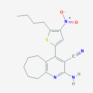 molecular formula C19H22N4O2S B405137 2-amino-4-(5-butyl-4-nitro-2-thienyl)-6,7,8,9-tetrahydro-5H-cyclohepta[b]pyridine-3-carbonitrile 