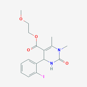 molecular formula C16H19IN2O4 B405139 2-Methoxyethyl 4-(2-iodophenyl)-1,6-dimethyl-2-oxo-1,2,3,4-tetrahydro-5-pyrimidinecarboxylate 