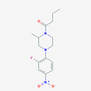 molecular formula C15H20FN3O3 B4051413 1-[4-(2-Fluoro-4-nitrophenyl)-2-methylpiperazin-1-yl]butan-1-one 