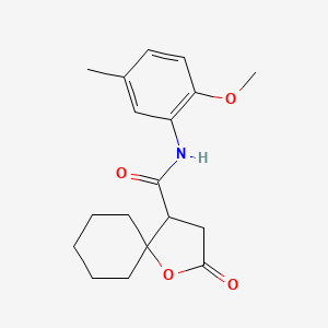 molecular formula C18H23NO4 B4051415 N-(2-methoxy-5-methylphenyl)-2-oxo-1-oxaspiro[4.5]decane-4-carboxamide 