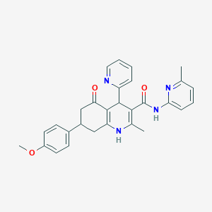 7-(4-methoxyphenyl)-2-methyl-N-(6-methyl-2-pyridinyl)-5-oxo-4-(2-pyridinyl)-1,4,5,6,7,8-hexahydro-3-quinolinecarboxamide