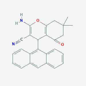 molecular formula C26H22N2O2 B405142 2-amino-4-(9-anthryl)-7,7-dimethyl-5-oxo-5,6,7,8-tetrahydro-4H-chromene-3-carbonitrile CAS No. 303136-35-8