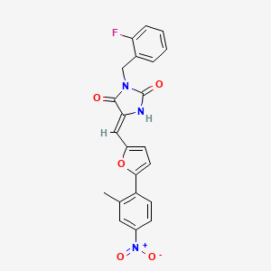 molecular formula C22H16FN3O5 B4051429 3-(2-fluorobenzyl)-5-{[5-(2-methyl-4-nitrophenyl)-2-furyl]methylene}-2,4-imidazolidinedione 