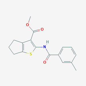 molecular formula C17H17NO3S B405143 methyl 2-[(3-methylbenzoyl)amino]-5,6-dihydro-4H-cyclopenta[b]thiophene-3-carboxylate 