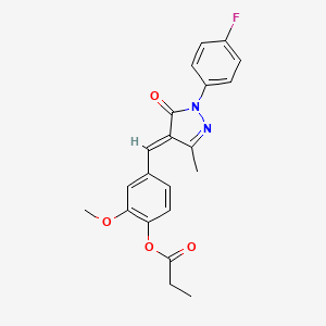 [4-[(E)-[1-(4-fluorophenyl)-3-methyl-5-oxopyrazol-4-ylidene]methyl]-2-methoxyphenyl] propanoate