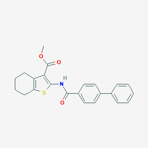 molecular formula C23H21NO3S B405153 Methyl 2-[(biphenyl-4-ylcarbonyl)amino]-4,5,6,7-tetrahydro-1-benzothiophene-3-carboxylate 