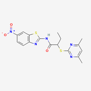 2-[(4,6-dimethylpyrimidin-2-yl)sulfanyl]-N-(6-nitro-1,3-benzothiazol-2-yl)butanamide