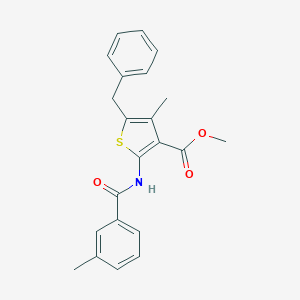 molecular formula C22H21NO3S B405157 Methyl 5-benzyl-4-methyl-2-[(3-methylbenzoyl)amino]-3-thiophenecarboxylate 
