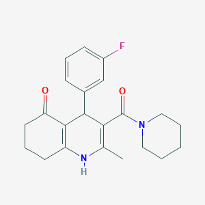 molecular formula C22H25FN2O2 B4051570 4-(3-FLUOROPHENYL)-2-METHYL-3-(PIPERIDINE-1-CARBONYL)-1,4,5,6,7,8-HEXAHYDROQUINOLIN-5-ONE 