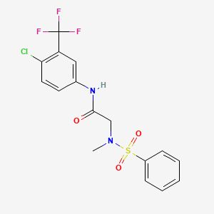 molecular formula C16H14ClF3N2O3S B4051584 N-[4-chloro-3-(trifluoromethyl)phenyl]-N~2~-methyl-N~2~-(phenylsulfonyl)glycinamide 