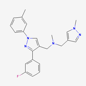 molecular formula C23H24FN5 B4051610 1-[3-(3-氟苯基)-1-(3-甲基苯基)-1H-吡唑-4-基]-N-甲基-N-[(1-甲基-1H-吡唑-4-基)甲基]甲胺 