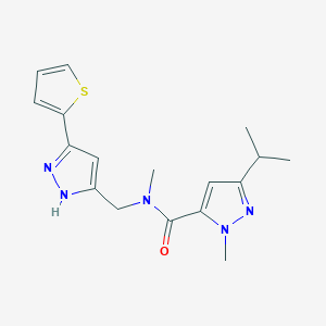 molecular formula C17H21N5OS B4051620 3-异丙基-N,1-二甲基-N-{[3-(2-噻吩基)-1H-吡唑-5-基]甲基}-1H-吡唑-5-甲酰胺 