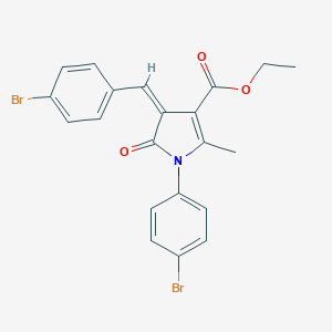 molecular formula C21H17Br2NO3 B405167 ethyl 4-(4-bromobenzylidene)-1-(4-bromophenyl)-2-methyl-5-oxo-4,5-dihydro-1H-pyrrole-3-carboxylate 