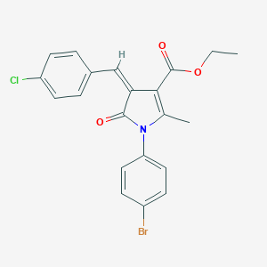 molecular formula C21H17BrClNO3 B405168 ethyl 1-(4-bromophenyl)-4-(4-chlorobenzylidene)-2-methyl-5-oxo-4,5-dihydro-1H-pyrrole-3-carboxylate 