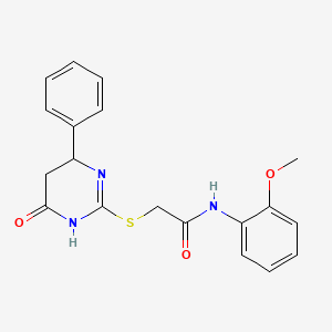 molecular formula C19H19N3O3S B4051683 N-(2-methoxyphenyl)-2-[(4-oxo-6-phenyl-1,4,5,6-tetrahydropyrimidin-2-yl)sulfanyl]acetamide 