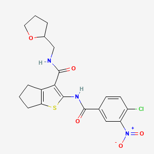 molecular formula C20H20ClN3O5S B4051707 2-[(4-氯-3-硝基苯甲酰)氨基]-N-(四氢-2-呋喃基甲基)-5,6-二氢-4H-环戊并[b]噻吩-3-甲酰胺 