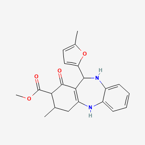 molecular formula C21H22N2O4 B4051716 methyl 3-methyl-11-(5-methyl-2-furyl)-1-oxo-2,3,4,5,10,11-hexahydro-1H-dibenzo[b,e][1,4]diazepine-2-carboxylate 