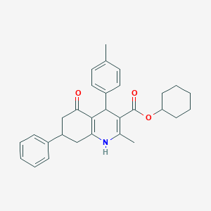 molecular formula C30H33NO3 B405173 Cyclohexyl 2-methyl-4-(4-methylphenyl)-5-oxo-7-phenyl-1,4,5,6,7,8-hexahydroquinoline-3-carboxylate 