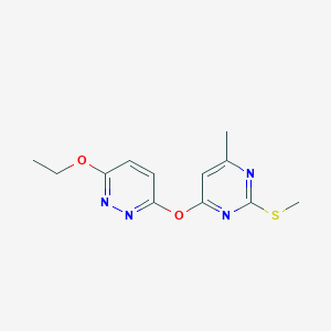 molecular formula C12H14N4O2S B4051738 3-乙氧基-6-{[6-甲基-2-(甲硫基)-4-嘧啶基]氧代}哒嗪 