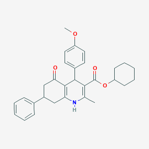 molecular formula C30H33NO4 B405175 Cyclohexyl 2-methyl-4-[4-(methyloxy)phenyl]-5-oxo-7-phenyl-1,4,5,6,7,8-hexahydroquinoline-3-carboxylate 