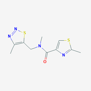 molecular formula C10H12N4OS2 B4051752 N,2-dimethyl-N-[(4-methyl-1,2,3-thiadiazol-5-yl)methyl]-1,3-thiazole-4-carboxamide 