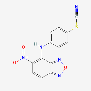 molecular formula C13H7N5O3S B4051753 4-[(5-硝基-2,1,3-苯并恶二唑-4-基)氨基]苯硫氰酸酯 