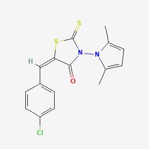 molecular formula C16H13ClN2OS2 B4051771 5-(4-氯苄叉)-3-(2,5-二甲基-1H-吡咯-1-基)-2-硫代-1,3-噻唑烷-4-酮 