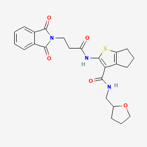 molecular formula C24H25N3O5S B4051775 2-{[3-(1,3-dioxo-1,3-dihydro-2H-isoindol-2-yl)propanoyl]amino}-N-(tetrahydro-2-furanylmethyl)-5,6-dihydro-4H-cyclopenta[b]thiophene-3-carboxamide 