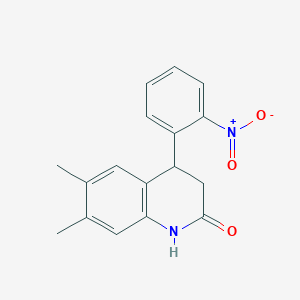 molecular formula C17H16N2O3 B4051884 6,7-dimethyl-4-(2-nitrophenyl)-3,4-dihydroquinolin-2(1H)-one 