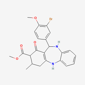 molecular formula C23H23BrN2O4 B4051903 11-(3-溴-4-甲氧基苯基)-3-甲基-1-氧代-2,3,4,5,10,11-六氢-1H-二苯并[b,e][1,4]二氮杂卓-2-羧酸甲酯 