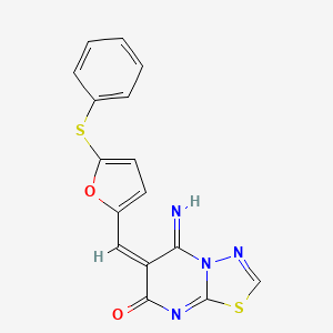 (6E)-5-imino-6-[(5-phenylsulfanylfuran-2-yl)methylidene]-[1,3,4]thiadiazolo[3,2-a]pyrimidin-7-one