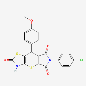 molecular formula C21H15ClN2O4S2 B4051987 11-(4-chlorophenyl)-8-(4-methoxyphenyl)-2,6-dithia-4,11-diazatricyclo[7.3.0.03,7]dodec-3(7)-ene-5,10,12-trione 