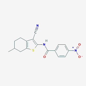 molecular formula C17H15N3O3S B405202 N-(3-cyano-6-methyl-4,5,6,7-tetrahydro-1-benzothien-2-yl)-4-nitrobenzamide 