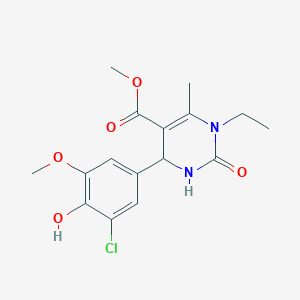 molecular formula C16H19ClN2O5 B4052060 Methyl 6-(3-chloro-4-hydroxy-5-methoxyphenyl)-3-ethyl-4-methyl-2-oxo-1,6-dihydropyrimidine-5-carboxylate 