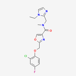 molecular formula C18H18ClFN4O3 B4052068 2-[(2-chloro-4-fluorophenoxy)methyl]-N-[(1-ethyl-1H-imidazol-2-yl)methyl]-N-methyl-1,3-oxazole-4-carboxamide 