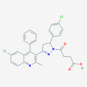 molecular formula C29H23Cl2N3O3 B405207 4-[5-(6-Chloro-2-methyl-4-phenylquinolin-3-yl)-3-(4-chlorophenyl)-3,4-dihydropyrazol-2-yl]-4-oxobutanoic acid CAS No. 331944-75-3