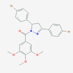 molecular formula C25H22Br2N2O4 B405209 3,5-bis(4-bromophenyl)-1-(3,4,5-trimethoxybenzoyl)-4,5-dihydro-1H-pyrazole CAS No. 328540-62-1
