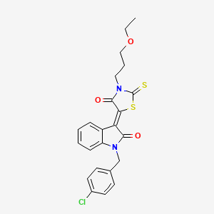 (3Z)-1-(4-chlorobenzyl)-3-[3-(3-ethoxypropyl)-4-oxo-2-thioxo-1,3-thiazolidin-5-ylidene]-1,3-dihydro-2H-indol-2-one