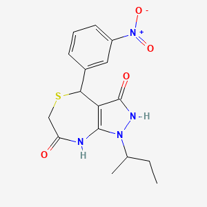 1-(BUTAN-2-YL)-3-HYDROXY-4-(3-NITROPHENYL)-1H,4H,6H,7H,8H-PYRAZOLO[3,4-E][1,4]THIAZEPIN-7-ONE