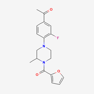 molecular formula C18H19FN2O3 B4052192 1-{3-fluoro-4-[4-(2-furoyl)-3-methyl-1-piperazinyl]phenyl}ethanone 