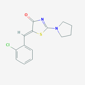 molecular formula C14H13ClN2OS B405221 (5Z)-5-(2-chlorobenzylidene)-2-(pyrrolidin-1-yl)-1,3-thiazol-4(5H)-one 