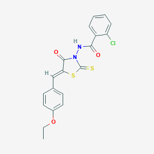 molecular formula C19H15ClN2O3S2 B405224 2-Chloro-N-[5-(4-ethoxy-benzylidene)-4-oxo-2-thioxo-thiazolidin-3-yl]-benzamide 