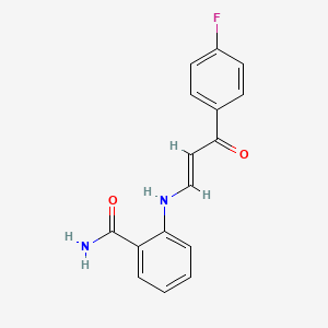 molecular formula C16H13FN2O2 B4052276 2-[[(E)-3-(4-fluorophenyl)-3-oxoprop-1-enyl]amino]benzamide 