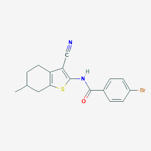 molecular formula C17H15BrN2OS B405229 4-bromo-N-(3-cyano-6-methyl-4,5,6,7-tetrahydro-1-benzothiophen-2-yl)benzamide 