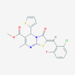 methyl (2Z)-2-[(2-chloro-6-fluorophenyl)methylidene]-7-methyl-3-oxo-5-thiophen-2-yl-5H-[1,3]thiazolo[3,2-a]pyrimidine-6-carboxylate