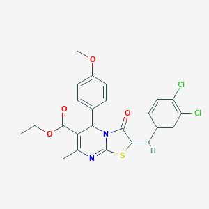 molecular formula C24H20Cl2N2O4S B405239 ethyl 2-(3,4-dichlorobenzylidene)-5-(4-methoxyphenyl)-7-methyl-3-oxo-2,3-dihydro-5H-[1,3]thiazolo[3,2-a]pyrimidine-6-carboxylate 