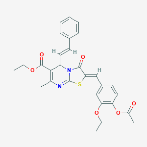 molecular formula C29H28N2O6S B405240 2-(4-Acetoxy-3-ethoxy-benzylidene)-7-methyl-3-oxo-5-styryl-2,3-dihydro-5H-thiazolo[3,2-a]pyrimidine-6-carboxylic acid ethyl ester 