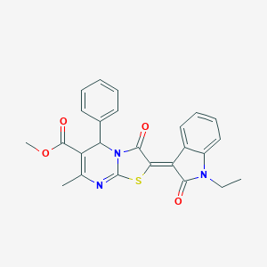 molecular formula C25H21N3O4S B405241 methyl (2Z)-2-(1-ethyl-2-oxoindol-3-ylidene)-7-methyl-3-oxo-5-phenyl-5H-[1,3]thiazolo[3,2-a]pyrimidine-6-carboxylate CAS No. 324071-73-0